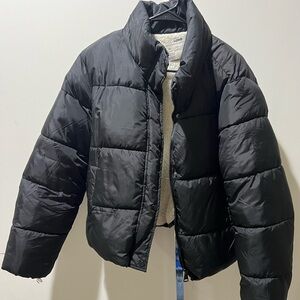 Plain black puffer jacket
